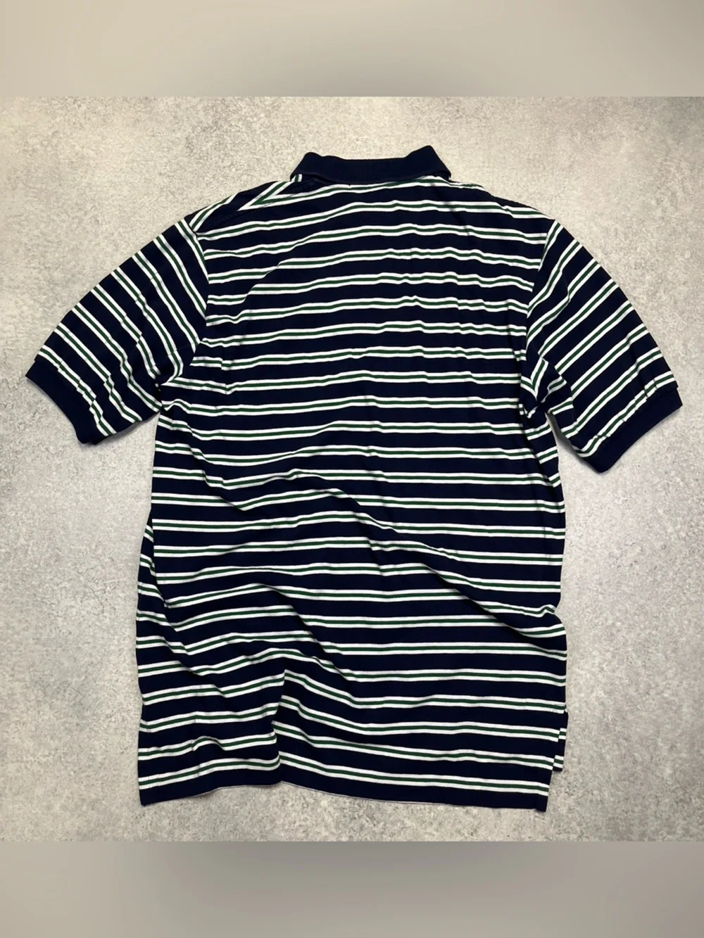 Vintage Polo Golf Ralph Lauren Navy Blue Green White Stripes Short Sleeve Shirt